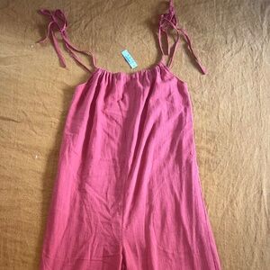 NWT Madewell Women's Cotton Tie Strap Cover-up Jumpsuit in Terracotta Size Small